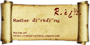 Radler Örkény névjegykártya